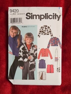 Simplicity Used Kids Jacket, Vest And Bag Pattern